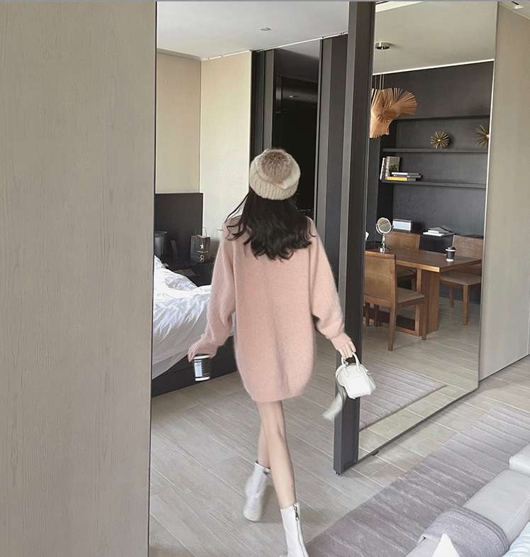 【秋冬】ふわもこニットミニワンピース