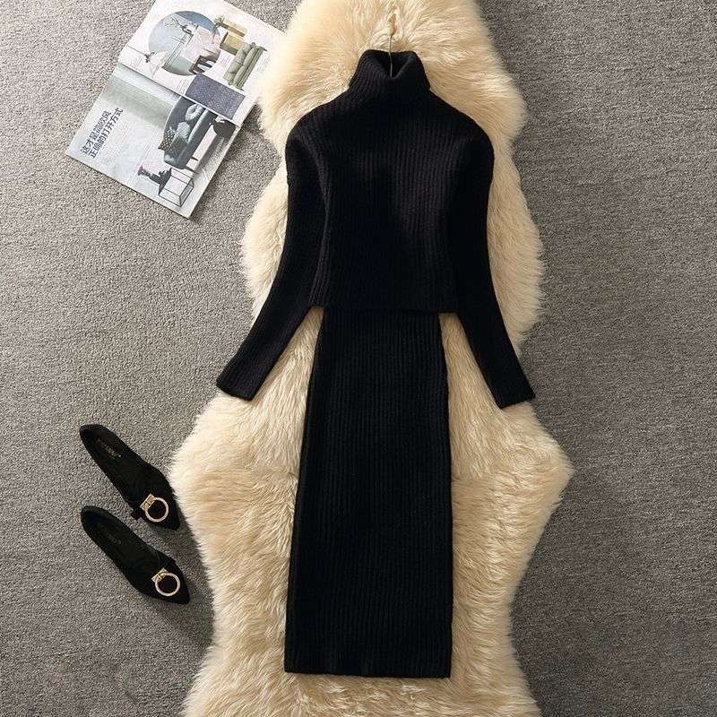 ミニワンピース タートルネック ニット セットアップ