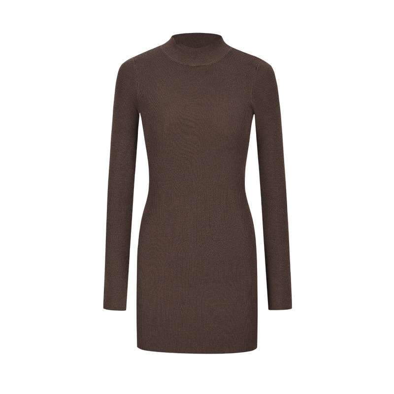 シンプルリブニットタイトミニワンピース