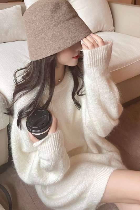 【秋冬】ふわもこニットミニワンピース