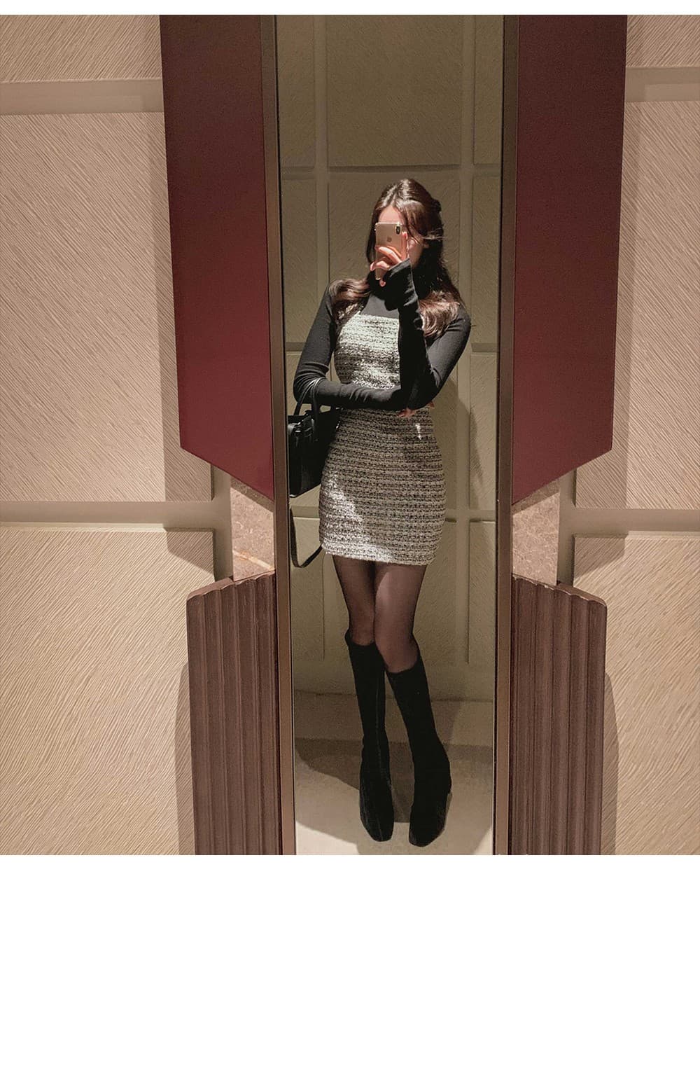 ミニワンピース 優美な装いツイードワンピ