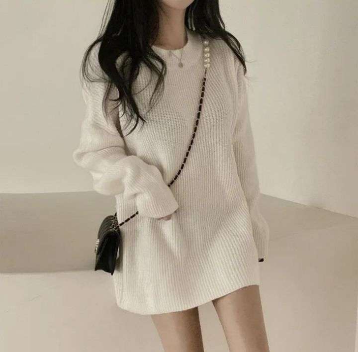 ベルト付き リブニットミニワンピース 秋冬