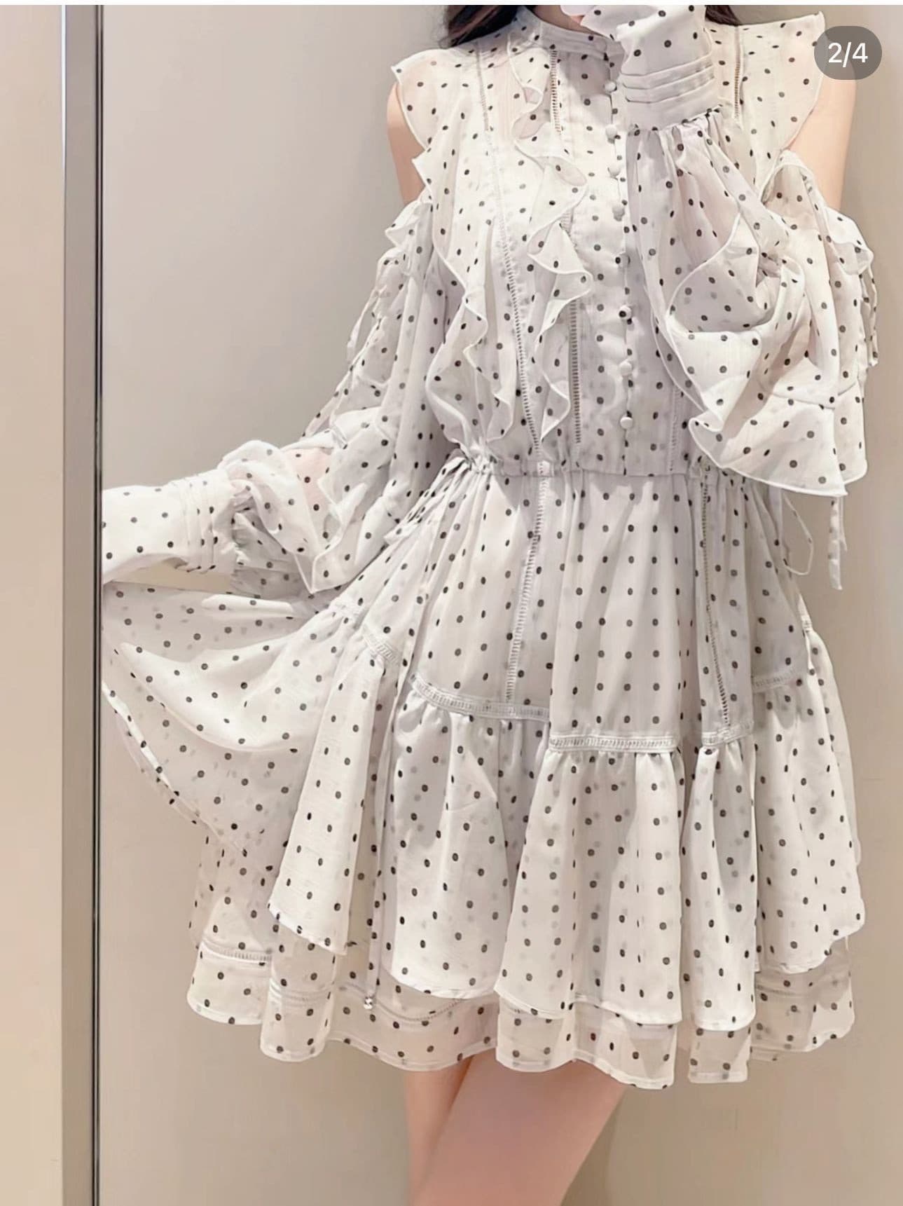 ミニワンピース シフォン重ねフリルミニワンピース