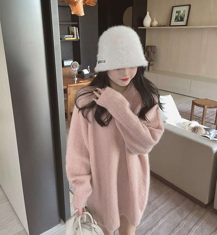 【秋冬】ふわもこニットミニワンピース