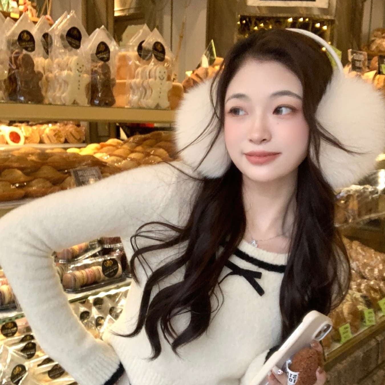 リボン付き ニットミニワンピース