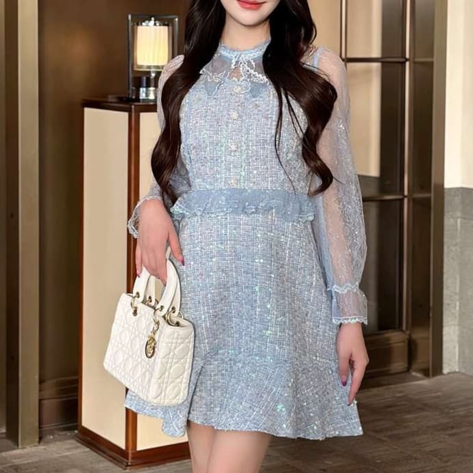 シアースリーブ フレアミニワンピース