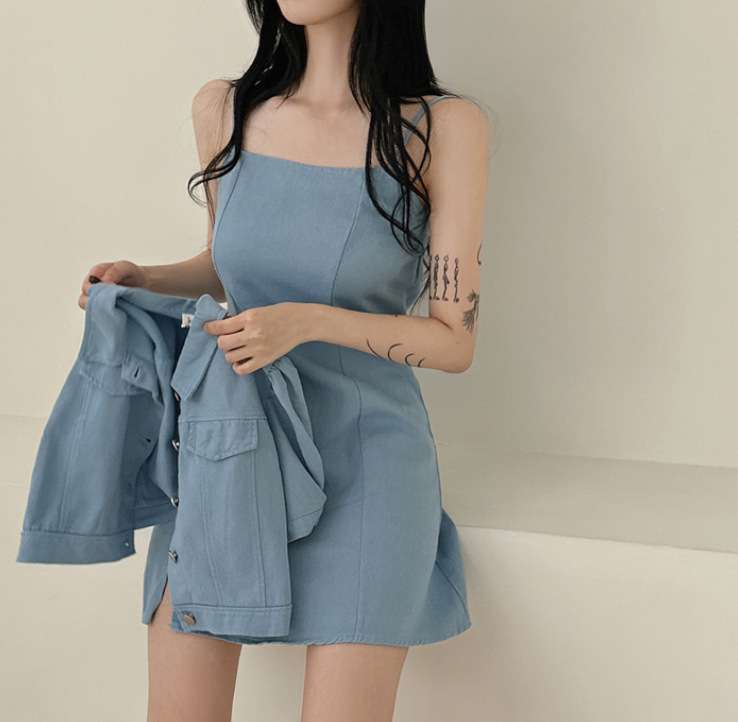 半袖デニムジャケット&フレアセットミニワンピース