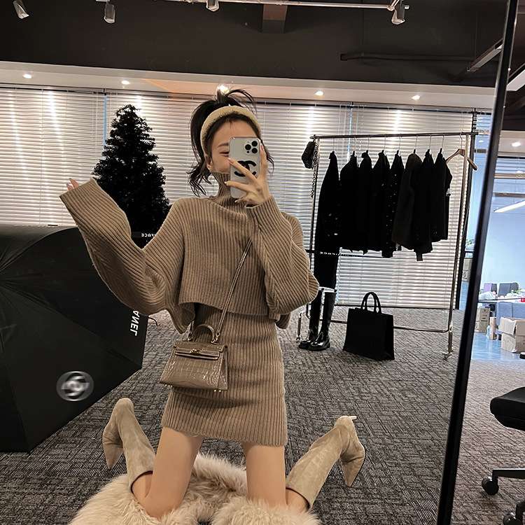 フワモコタートルネック ニットミニワンピース