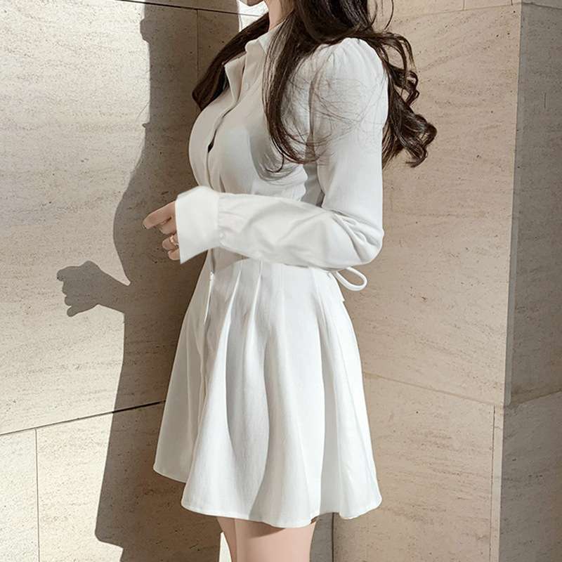 ミニワンピース クラシックプリーツシャツ