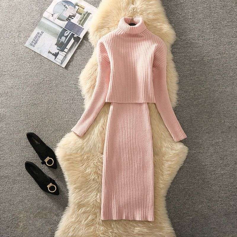 ミニワンピース タートルネック ニット セットアップ