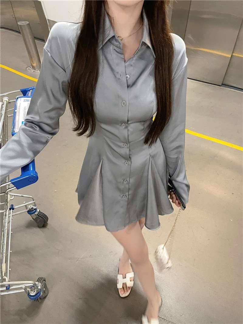Aラインシャツミニワンピース
