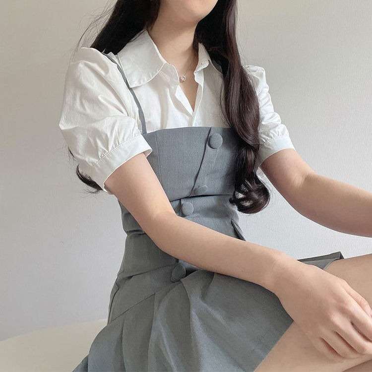 ミニワンピース アシンメトリープリーツキャミワンピース
