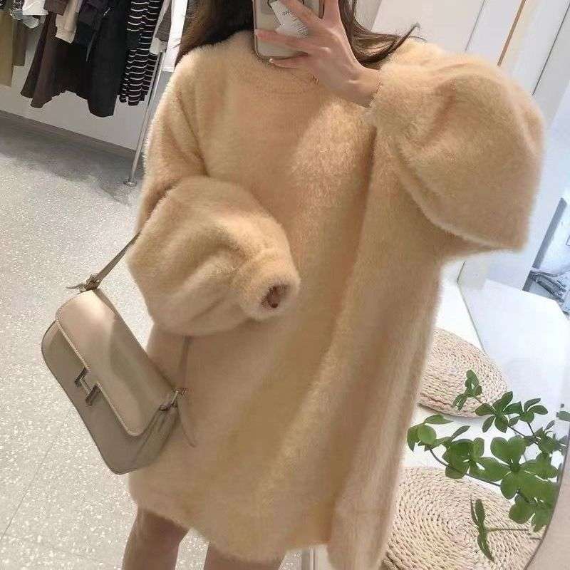 もこもこニットミニワンピース