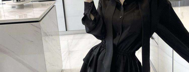 フリルデザイン シャツミニワンピース