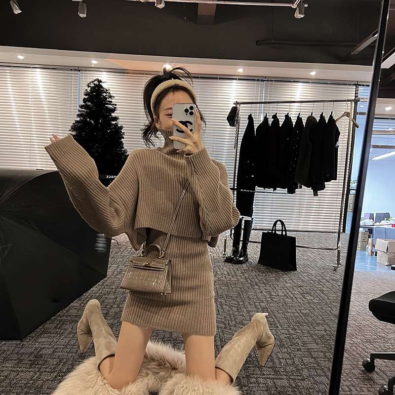 フワモコタートルネック ニットミニワンピース