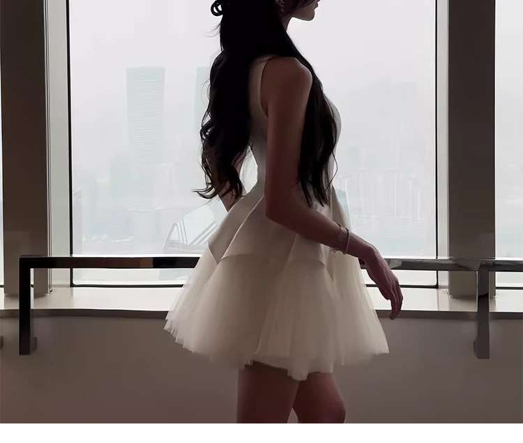 ミニワンピース チュールフリルプリンセスフレアミニワンピ