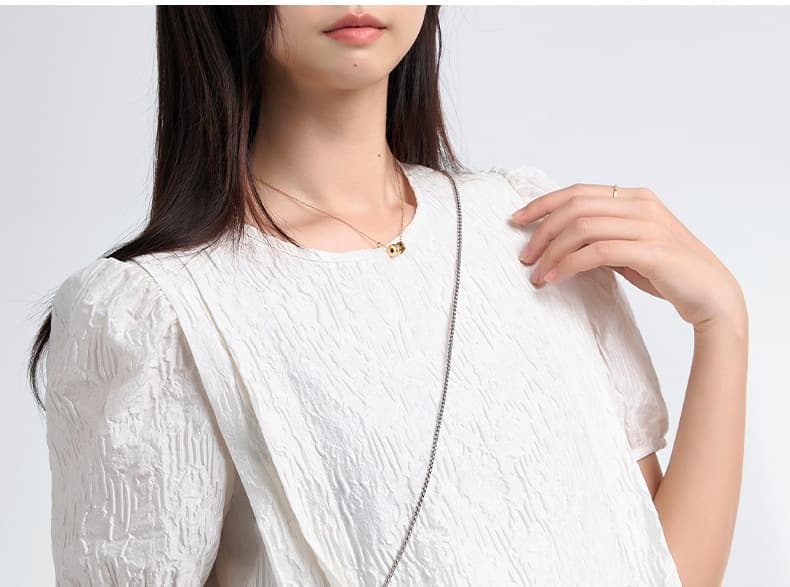 ふんわり袖 シワ加工マタニティミニワンピース