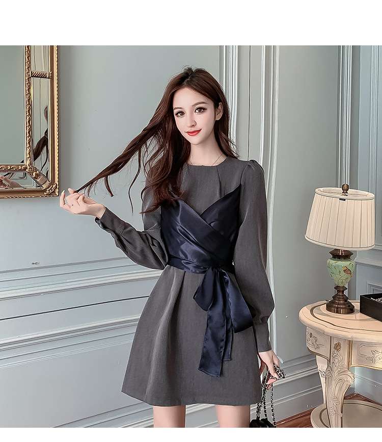 ミニワンピース リボン付きサイドフレアワンピース