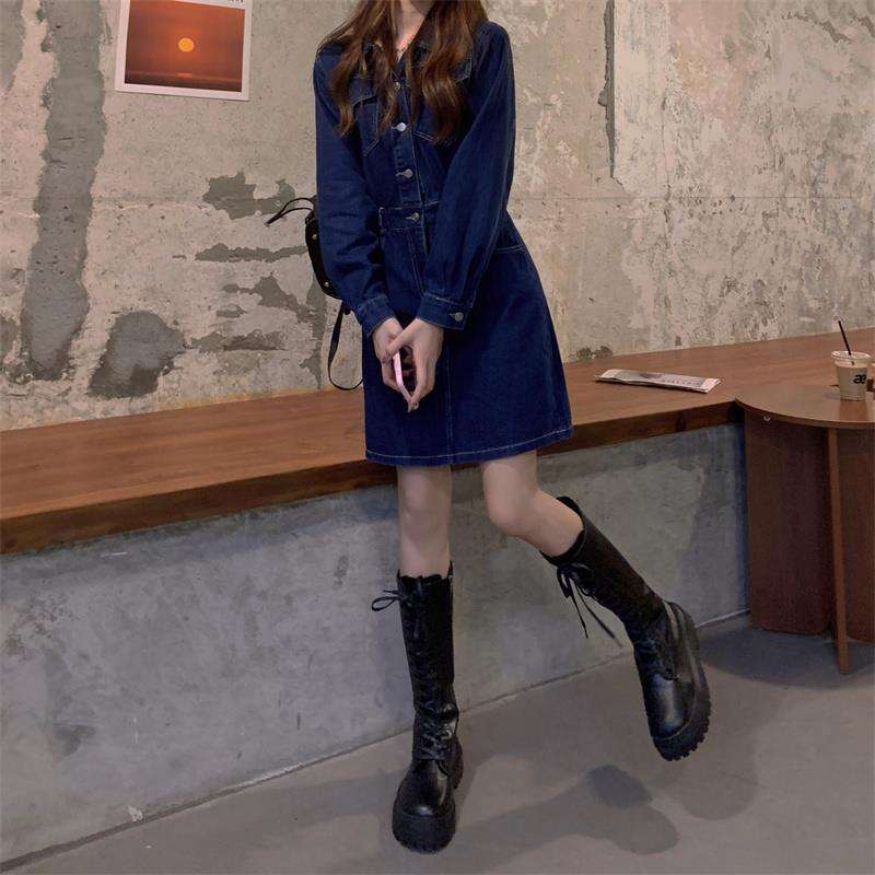 クラシックデニムミニワンピース