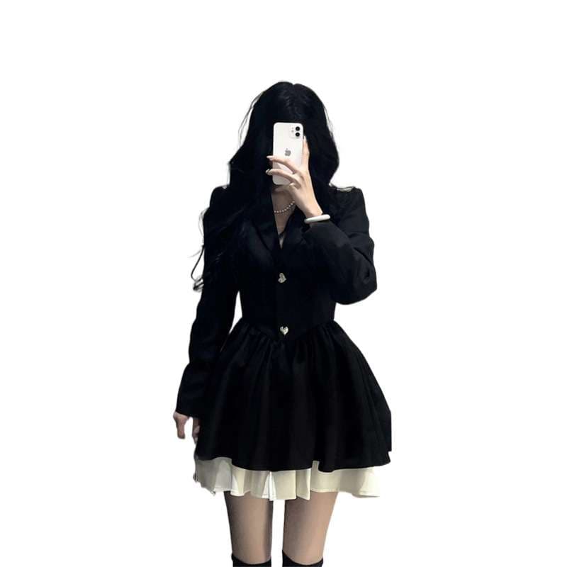 レトロ調フレアミニワンピース