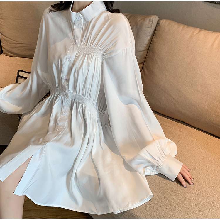 ふんわりパフスリーブ シャツミニワンピース