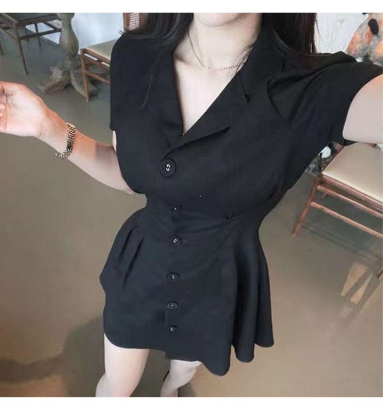 フロント釦シャーリング シャツミニワンピース