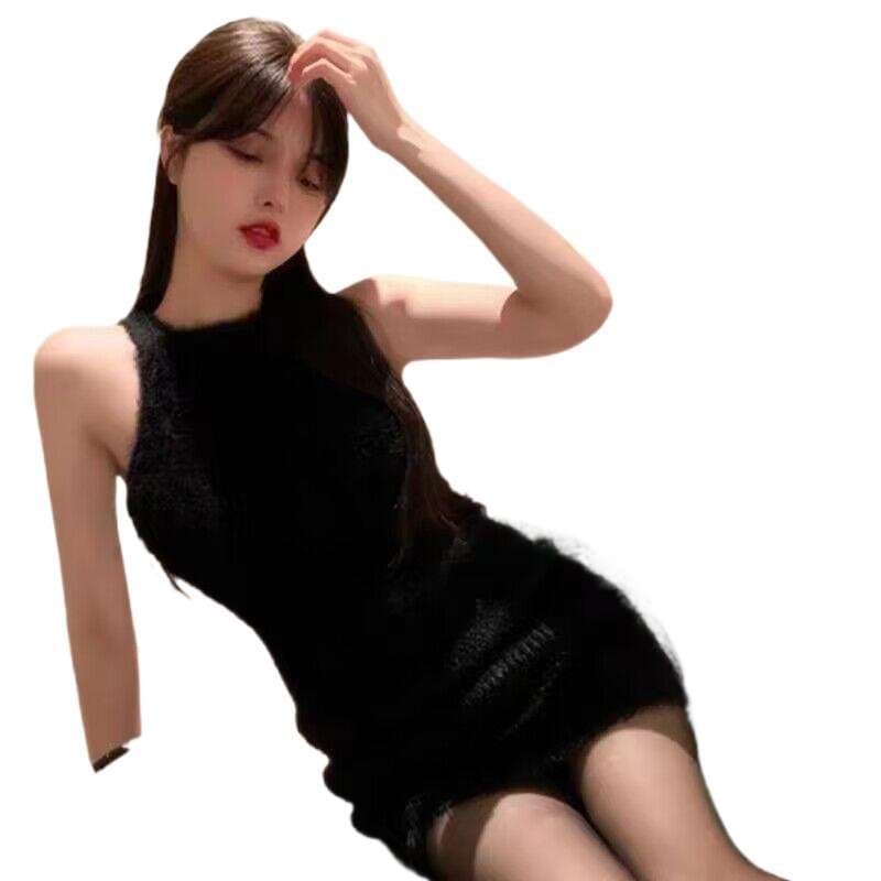 ミニワンピース シンプル美シルエット ノースリーブミニワンピース