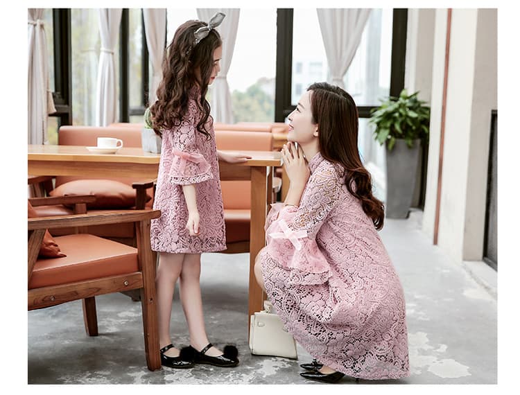 【親子ペアルック】花柄フレアミニワンピース