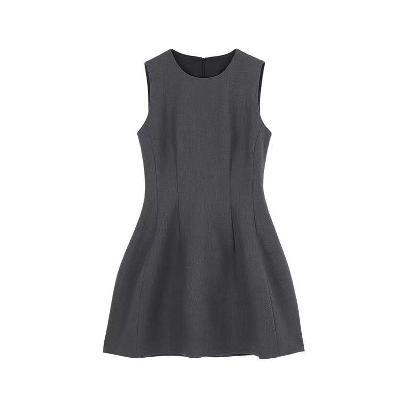ミニワンピース Aラインシルエット ノースリーブミニワンピース