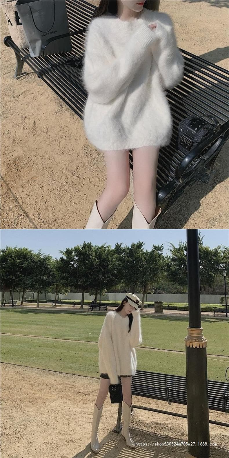 ミニワンピース ふわもこミニニットワンピース