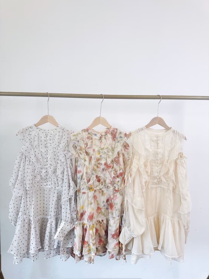 ミニワンピース シフォン重ねフリルミニワンピース