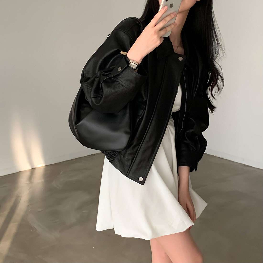 シンプルプリーツキャミミニワンピース