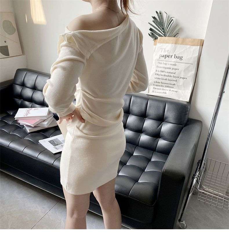 アシメントリーネック タイトミニワンピース