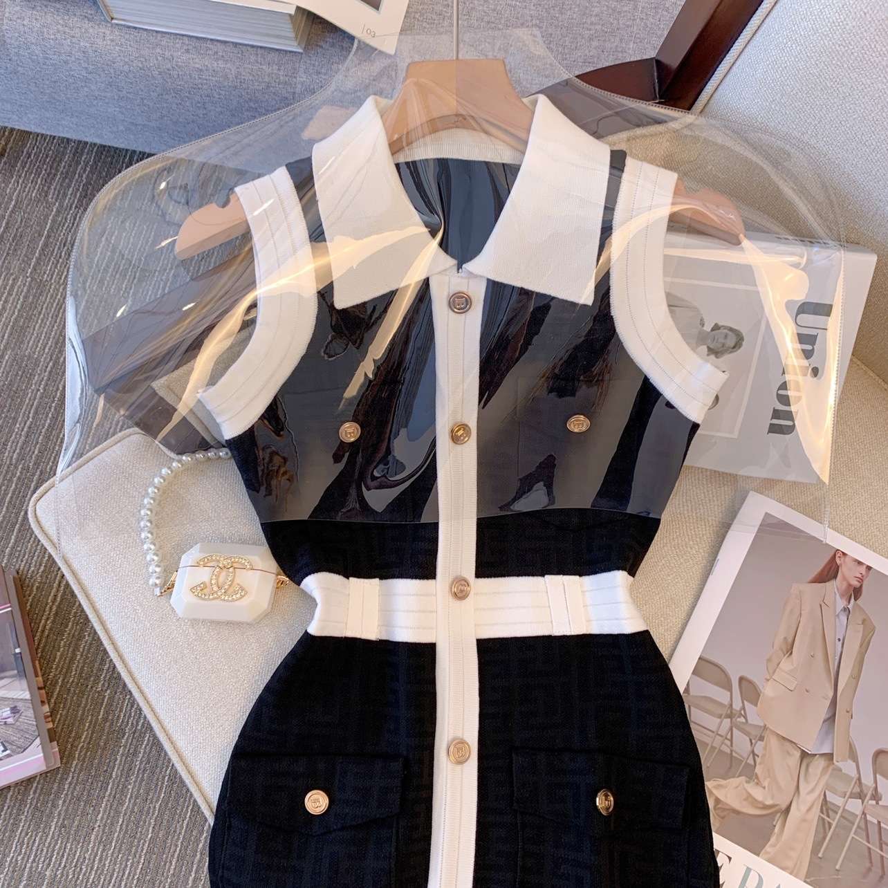 エレガントノースリーブ ミニワンピース