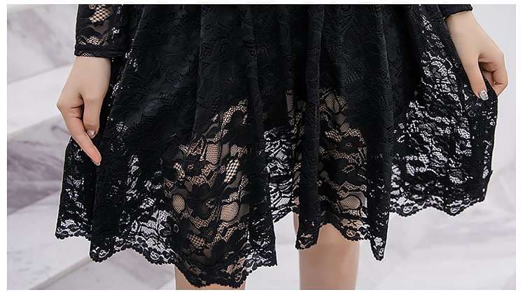 スカラップ　レースフレアミニワンピース