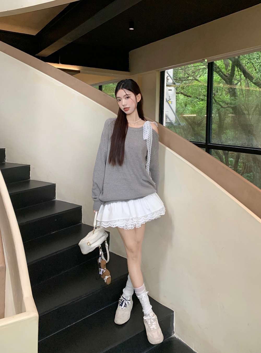 ミニワンピース レース装飾 ミニスカワンピ 