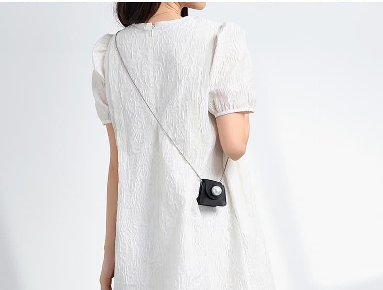 ふんわり袖 シワ加工マタニティミニワンピース