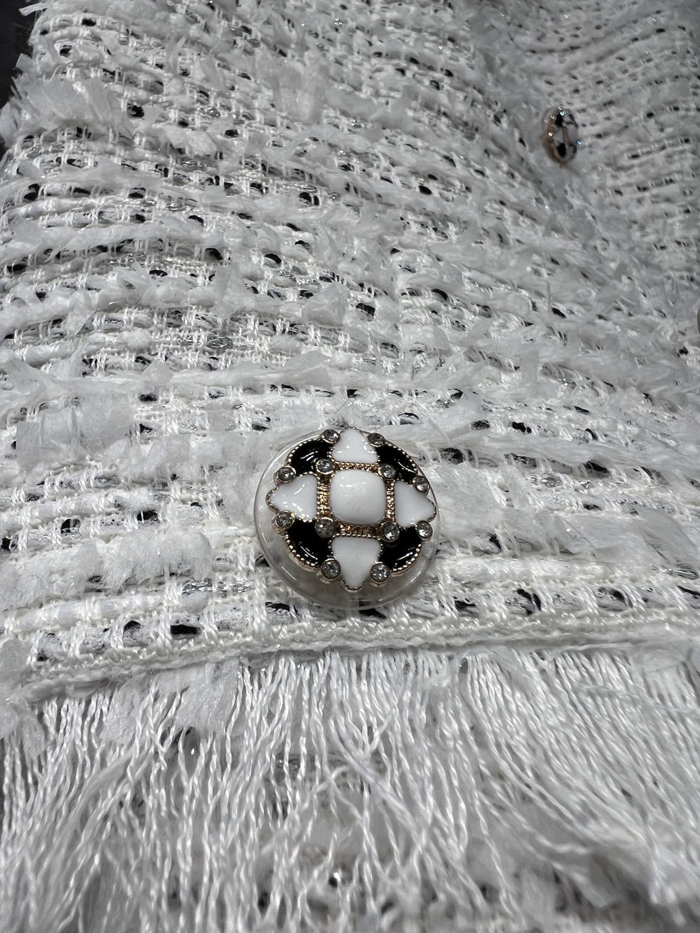 ミニワンピース 上品フリンジツイード 