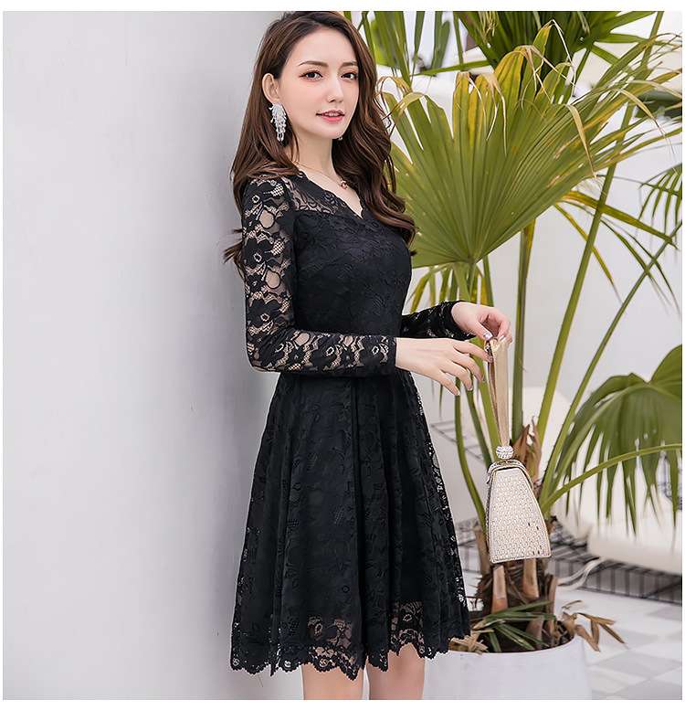 スカラップ　レースフレアミニワンピース