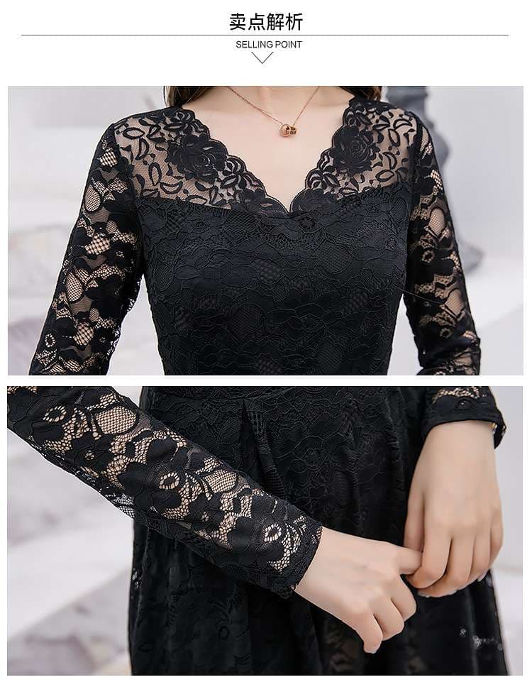 スカラップ　レースフレアミニワンピース