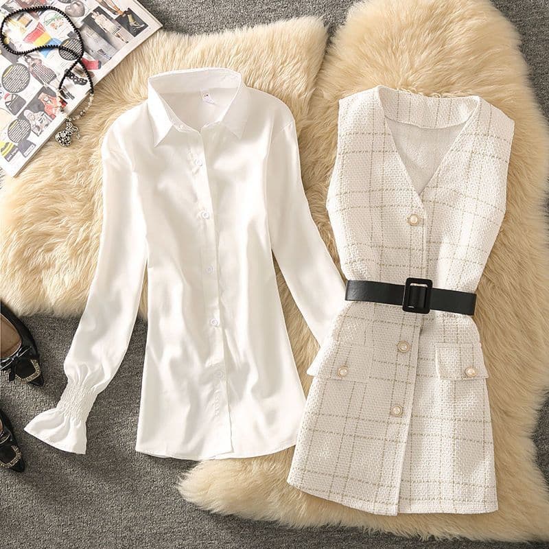 ミニワンピース 清楚 大人ワンピ ツイード素材