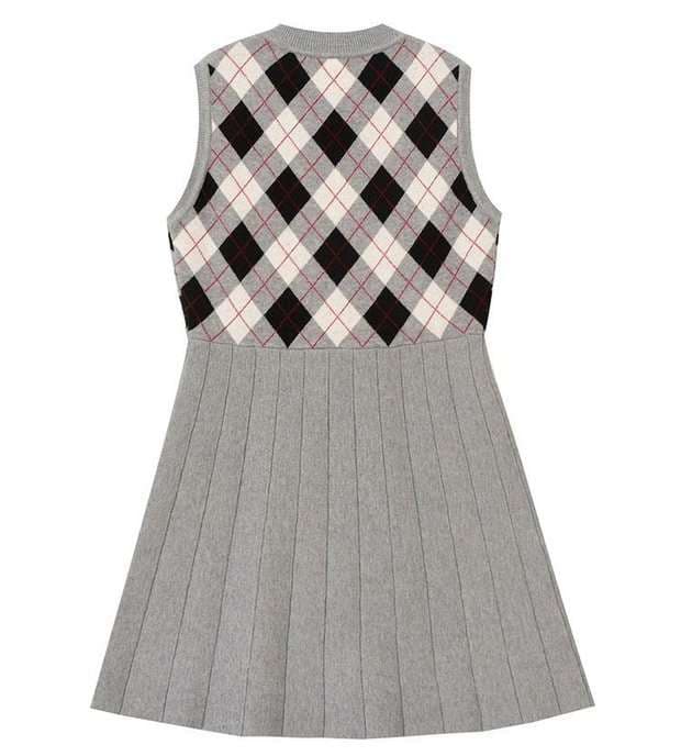 チェック柄ベスト付きシャツミニワンピース