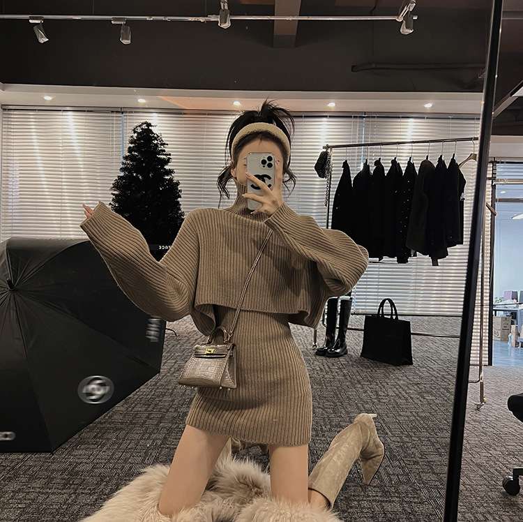 フワモコタートルネック ニットミニワンピース