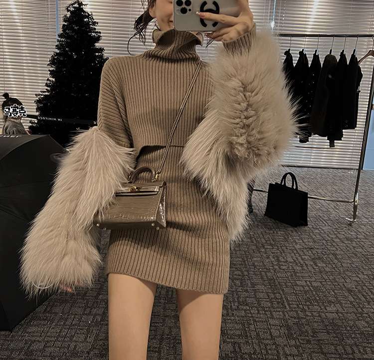 フワモコタートルネック ニットミニワンピース