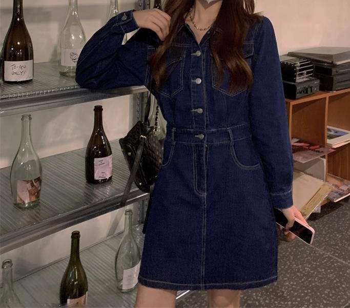 クラシックデニムミニワンピース