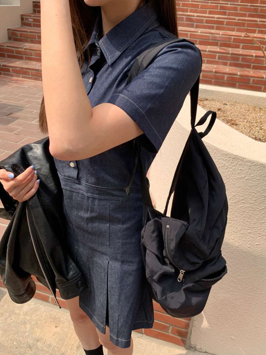 ドッキング 半袖デニムワンピース