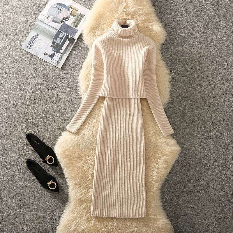 ミニワンピース タートルネック ニット セットアップ