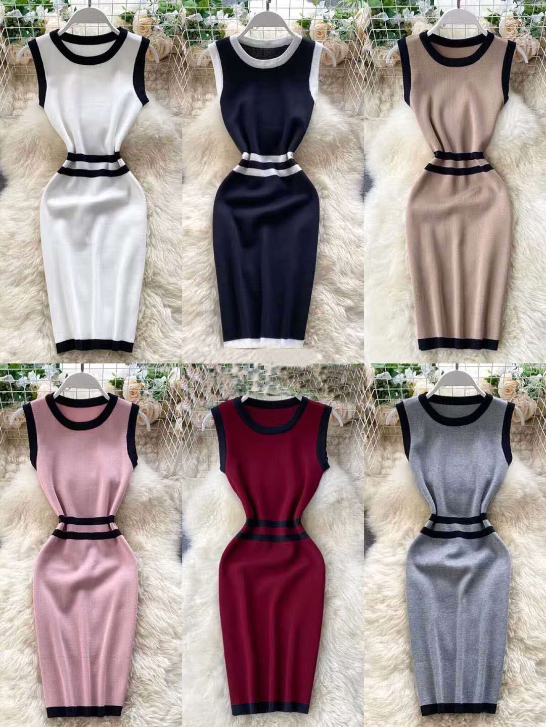 引き締め美シルエットの配色タイトミニワンピース