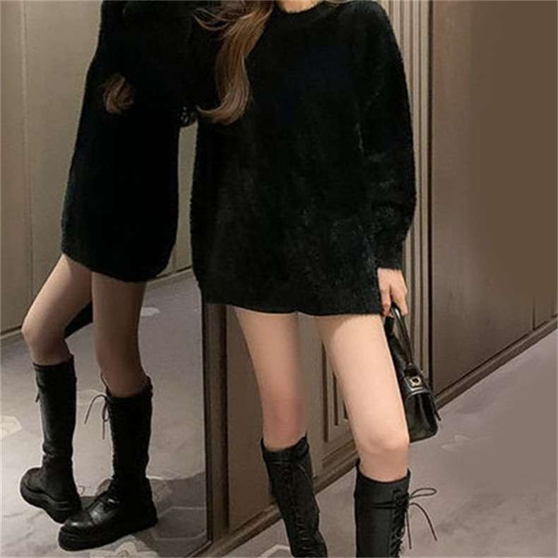 【秋冬コーデ】もこもこニットミニワンピース