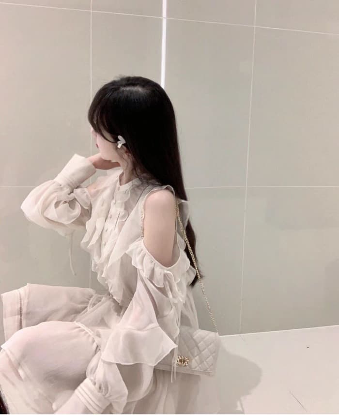 ミニワンピース シフォン重ねフリルミニワンピース